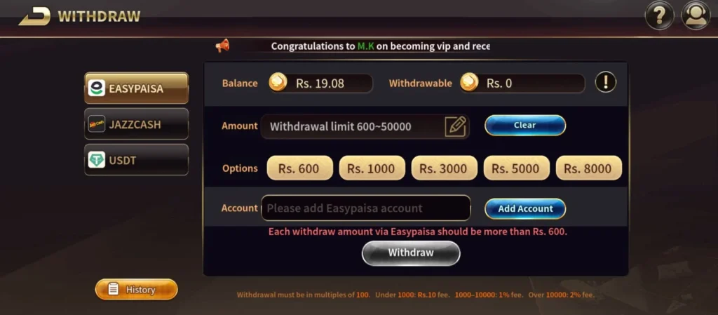 Withdraw money from royal x casino app